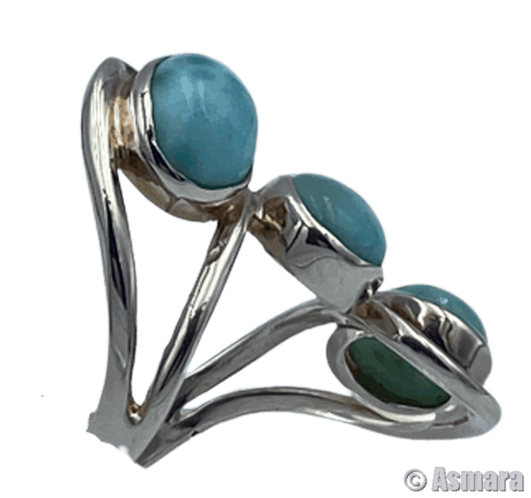 Bague Larimar 3 Pierres argent 925