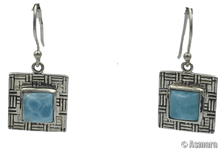 Boucle D'oreille Larimar Carré argent 925