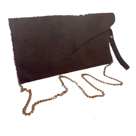 Pochette cuir maron