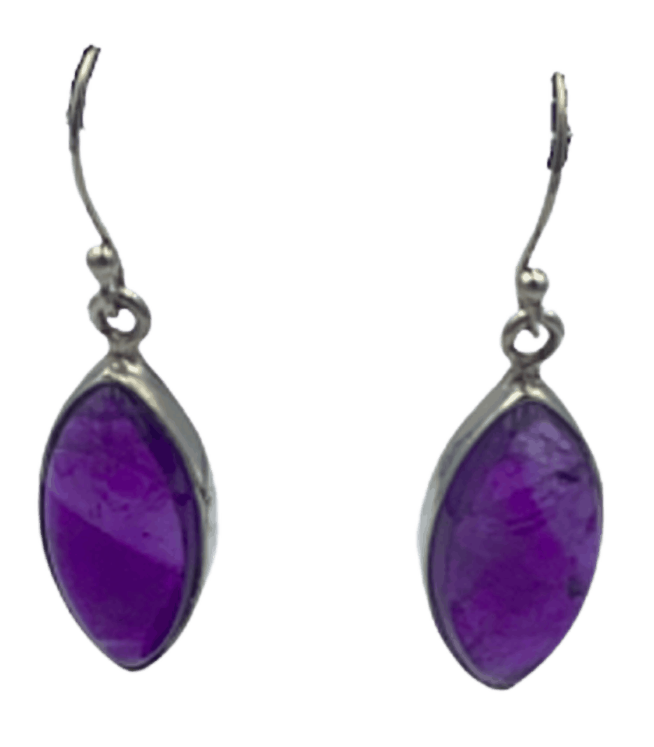 Boucles D'oreilles En Améthyste Sur Argent 925 - Modèle Puces - Occasion